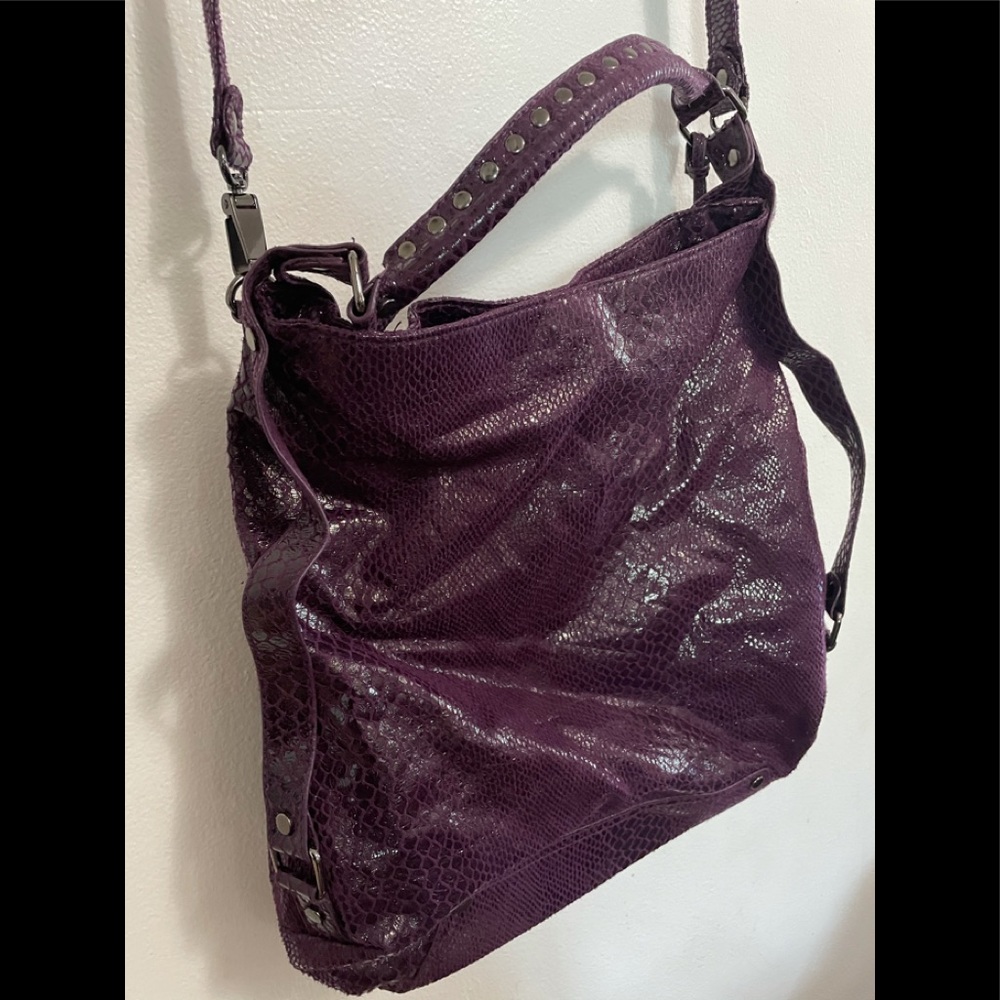 Kenneth Cole Reaction Slouchy Shoulder Bag | Purple Faux Leather Purse